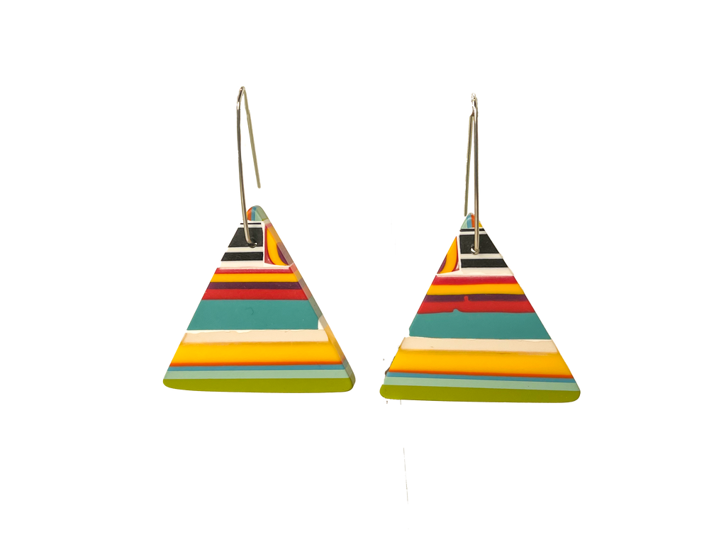 Tulianna & Alejandra Garcés, Resin Equilateral Triangle Mosaic Earrings