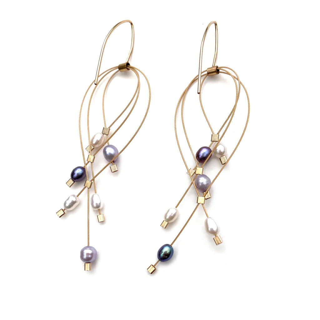 Meghan Patrice  Riley, Lattice Hook Earrings with Pearls