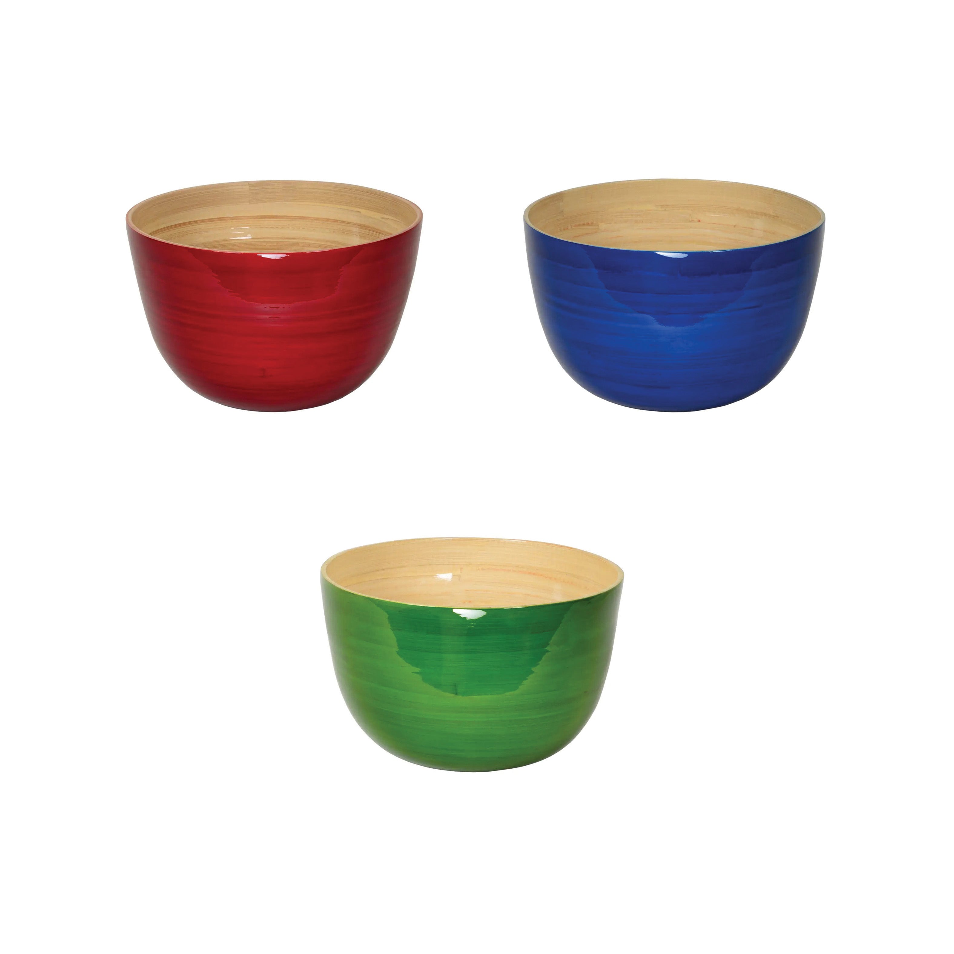 Lacquered Bamboo Bowls, 8.6" D x 5.5" H
