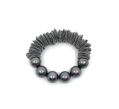 Lorraine Sayer, Slate Spring Ring Bracelets with Slate Mother of Pearl Beads