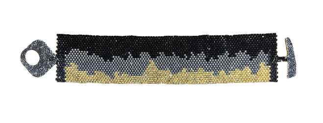 Sue Klein, Black, Grey & Gold Seed Bracelet