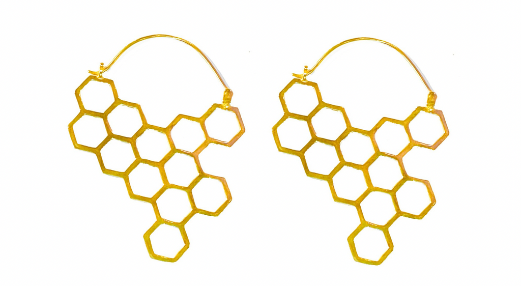 Azenya Burdett, Gold Hexagon Harmony Earrings