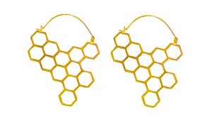 Azenya Burdett, Gold Hexagon Harmony Earrings