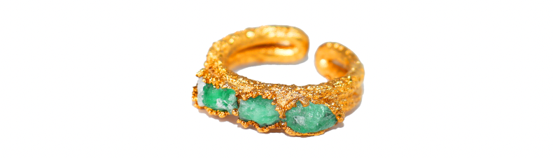 Elsa Guzman, Triple Emerald Ring