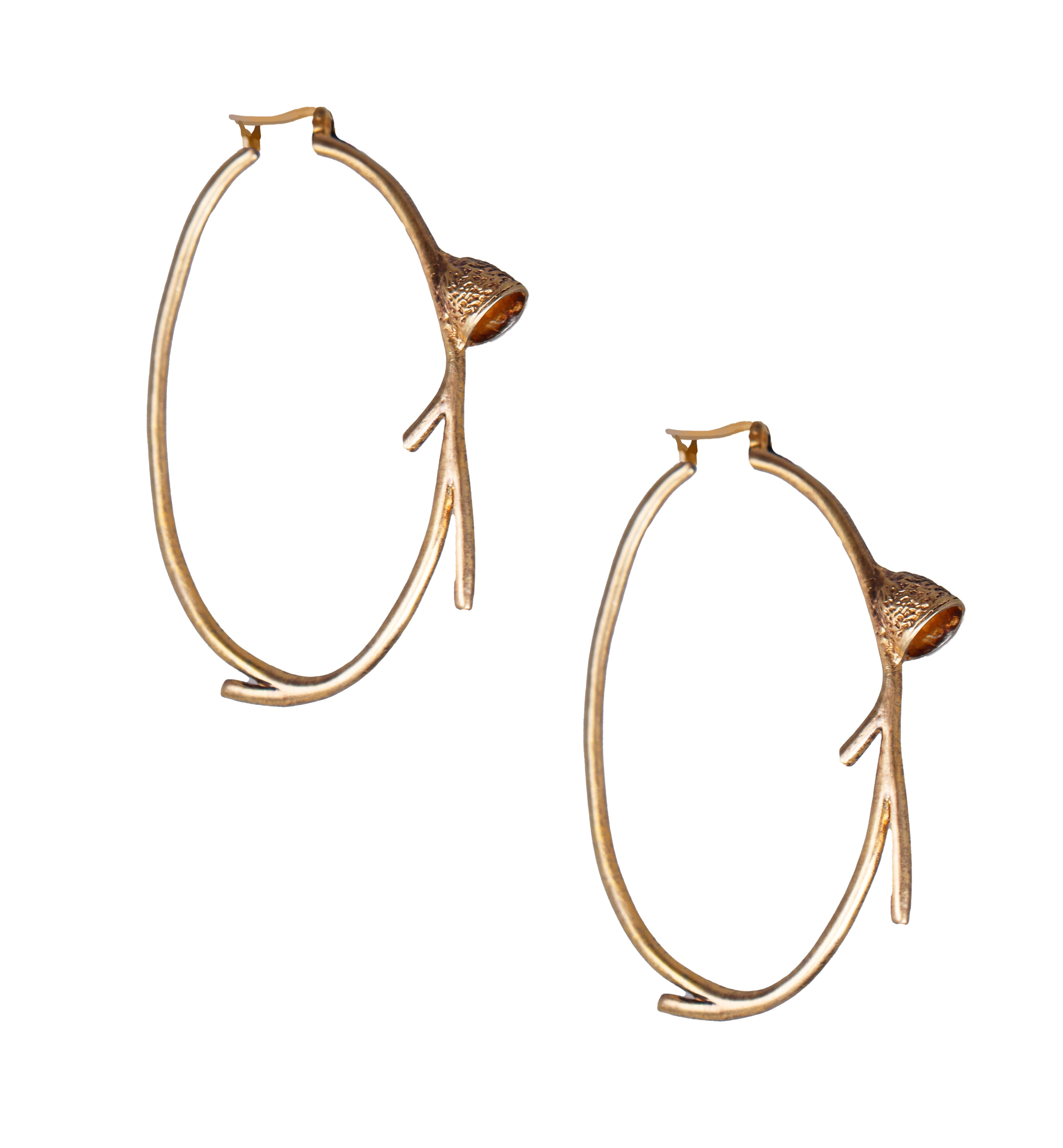 Irene Shoshana, Branch & Seed Pod Oval Hoop Earrings