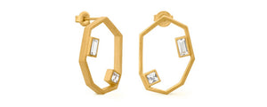 Marta Alonso, Geoda Gold Earrings with 2 Crystals