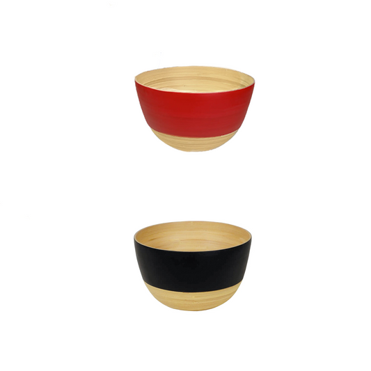 Matte Two-Tone Bamboo Bowls, 10.2" D x 6.2" H