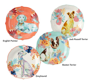 Porcelain Dog Plates, 8" D