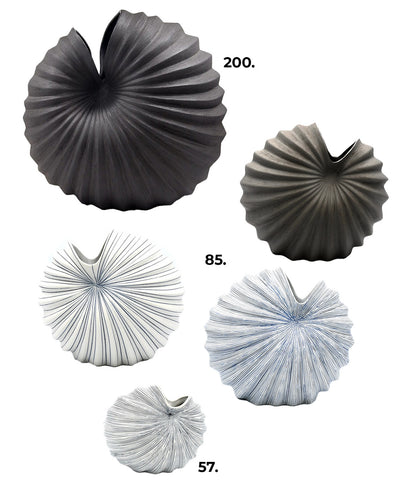 Shell Porcelain Vases, 13" or 7.5" or 5.5"