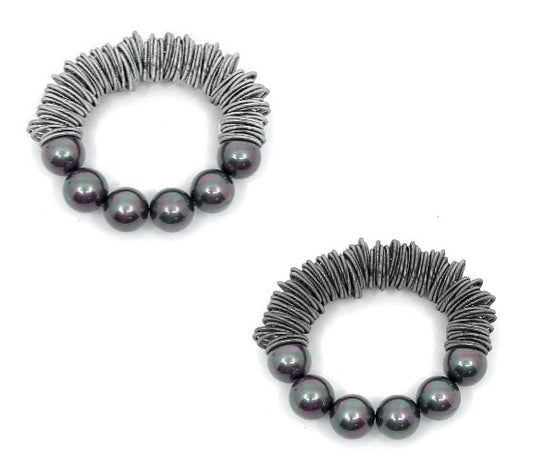 Lorraine Sayer, Slate Spring Ring Bracelets with Slate Mother of Pearl Beads