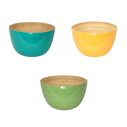 Lacquered Bamboo Bowls, 10.2" D x 6.2" H