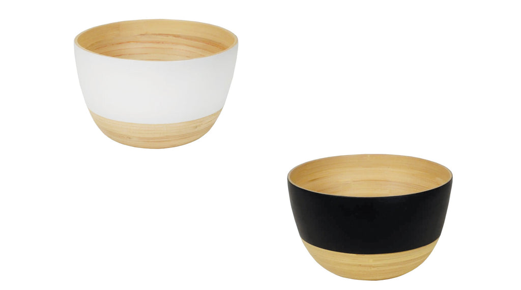 Matte Two-Tone Bamboo Bowls, 8.6" D x 5.5" H