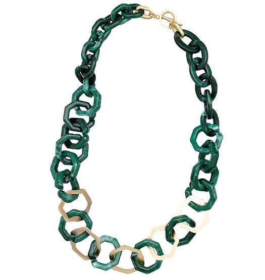 Niv Cohen Osiroff, Green and Gold Link Necklace