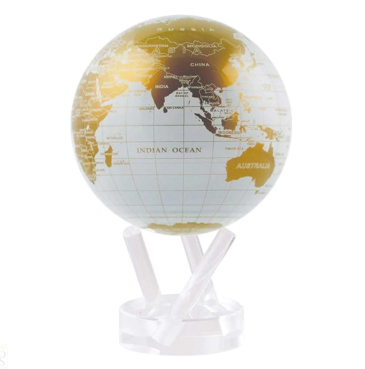 MOVA Solar-Power and Magnetic Driven Globes - White and Gold, 4.5" D