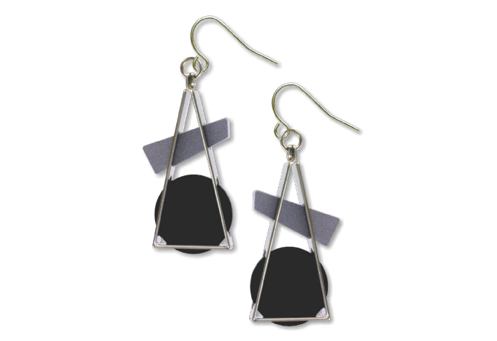 David Howell, "Triangle At Rest" Abstract Earrings