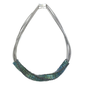 Lorraine Sayer, Piano Wire & Twisted Green Hematite Beads Necklace