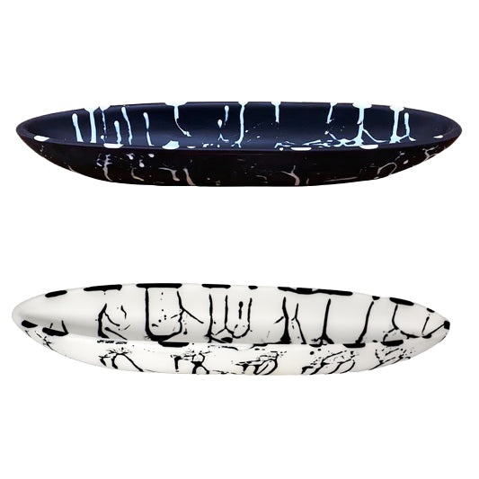Luxe Medium Boat Bowl, Black & White Splatters