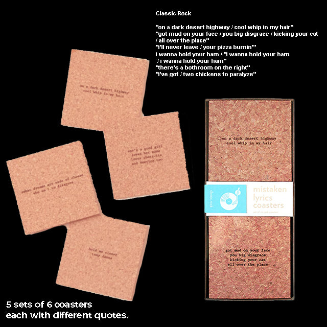 Mistaken Song Lyric Coasters, Sets of 6