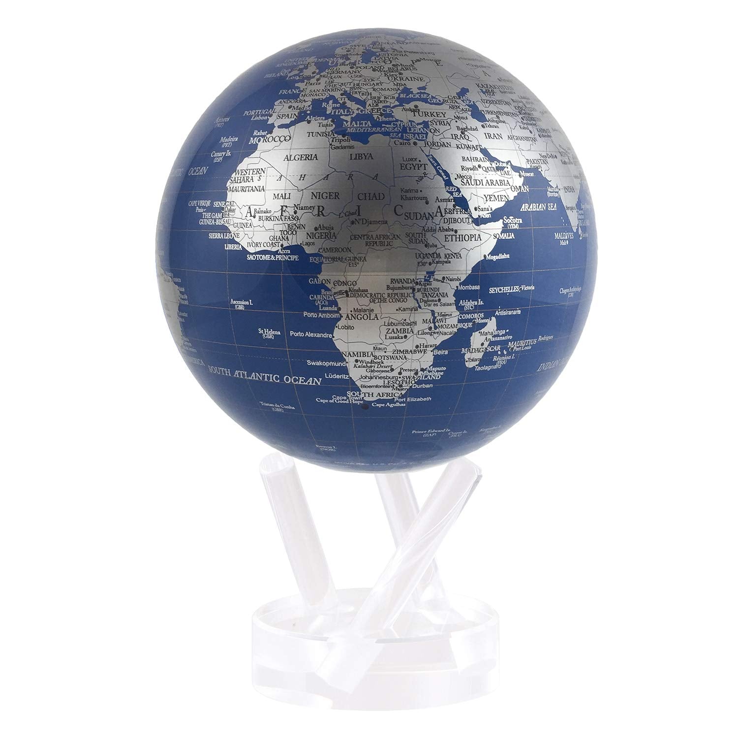 MOVA Solar-Power and Magnetic Driven Globes - Blue and Silver, 4.5" D