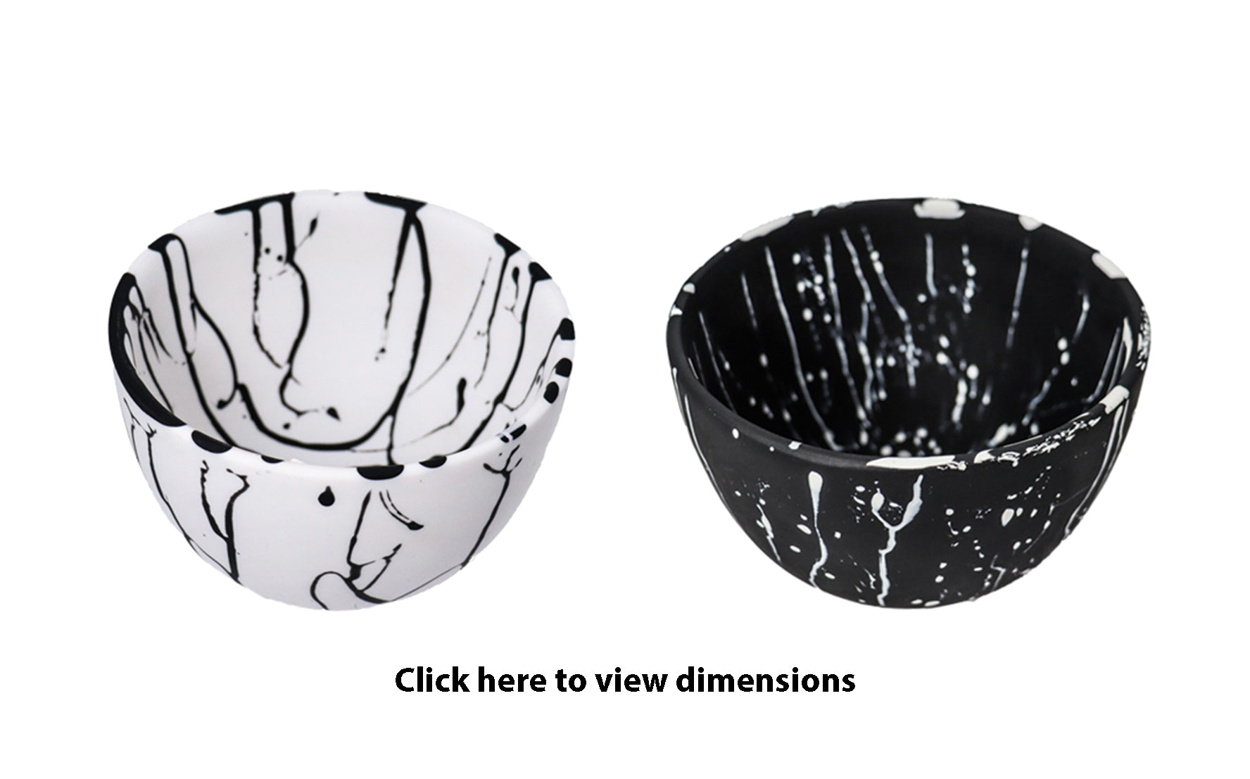 Luxe Medium Deep Bowls, Black & White Splatters