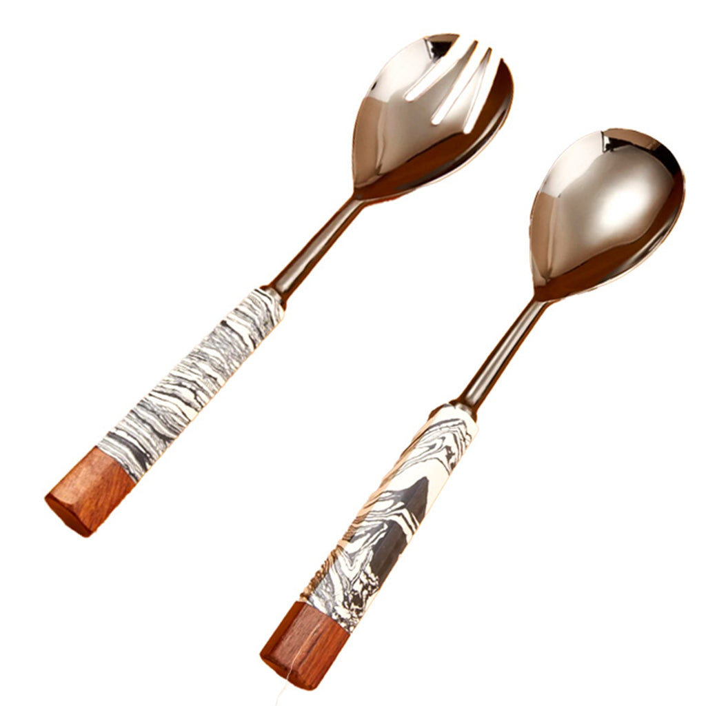 Stainless Steel and Marble Zebra Handled Serving Set